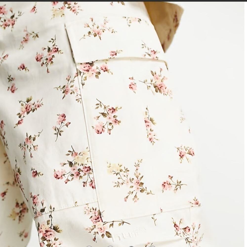 HUF co-ord utility cargo trousers in white with all over floral print Size XL - Picture 8 of 16